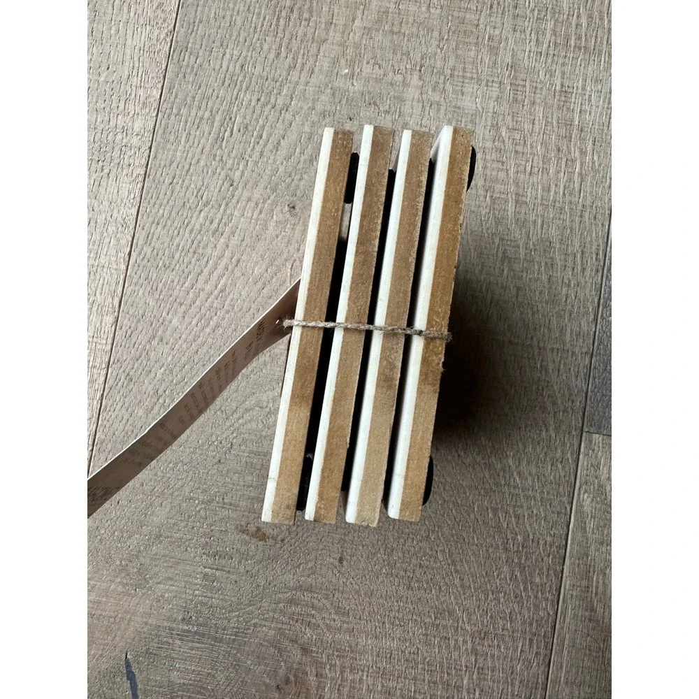 FabIndia FabHOME Ayaana Wood Resin Faux Bone Brass Inlay Coasters Set of 4 White